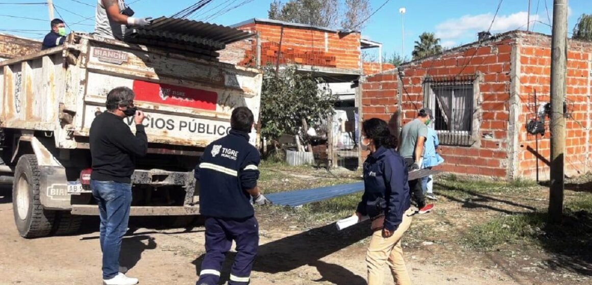 El Municipio de Tigre, Provincia y Nación continúan su asistencia a las familias de Las Tunas afectadas por el temporal